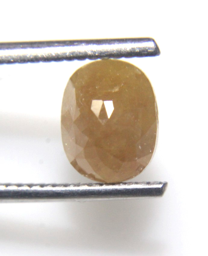 2.43 cts Big Oval Shape Smiley Yellow Color Rose Cut Diamond 8.24×6.45×4.84 MM