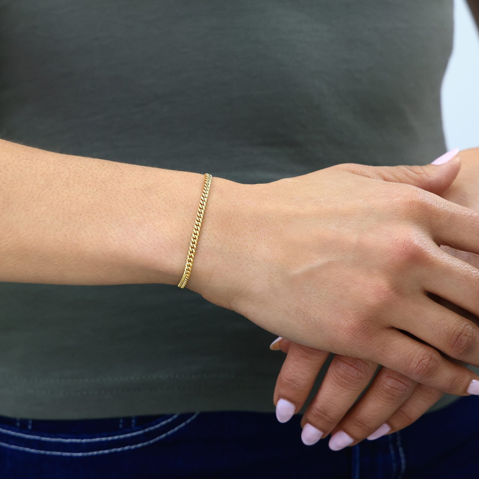 10K Yellow Gold 3.5mm Miami Cuban Link Chain Bracelet Lobster Clasp 7″ 8″ 9″
