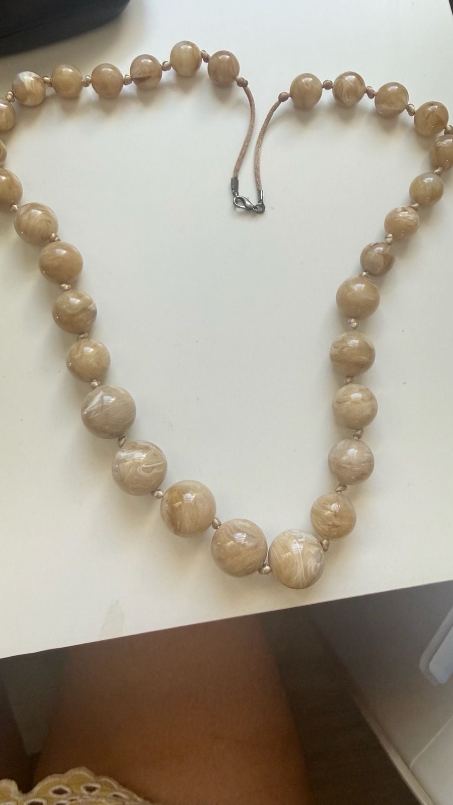 Canvas Style Marjorie Beaded Gumball Necklace in Smokey Taupe