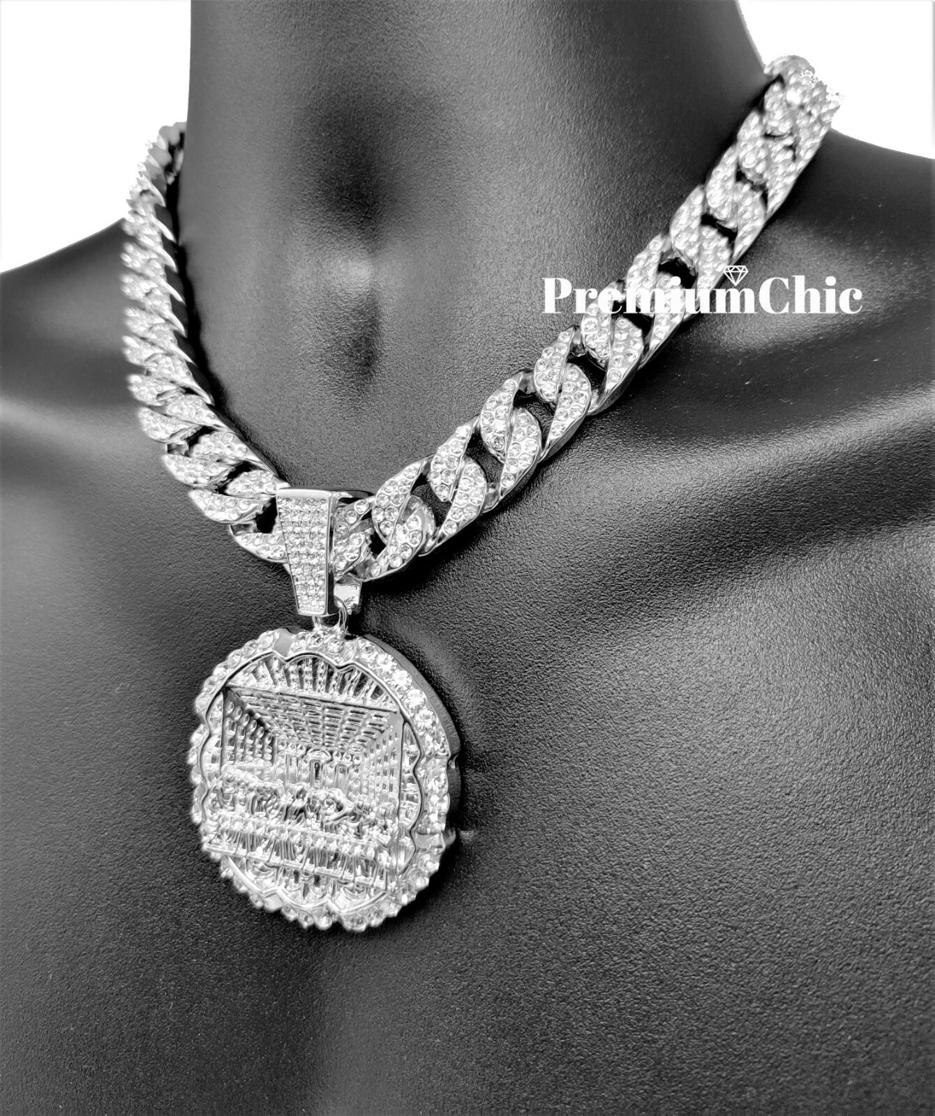 XL Last Supper Pendant w Cuban or Rope Chain Necklace Plated Hip Hop CZ Jewelry