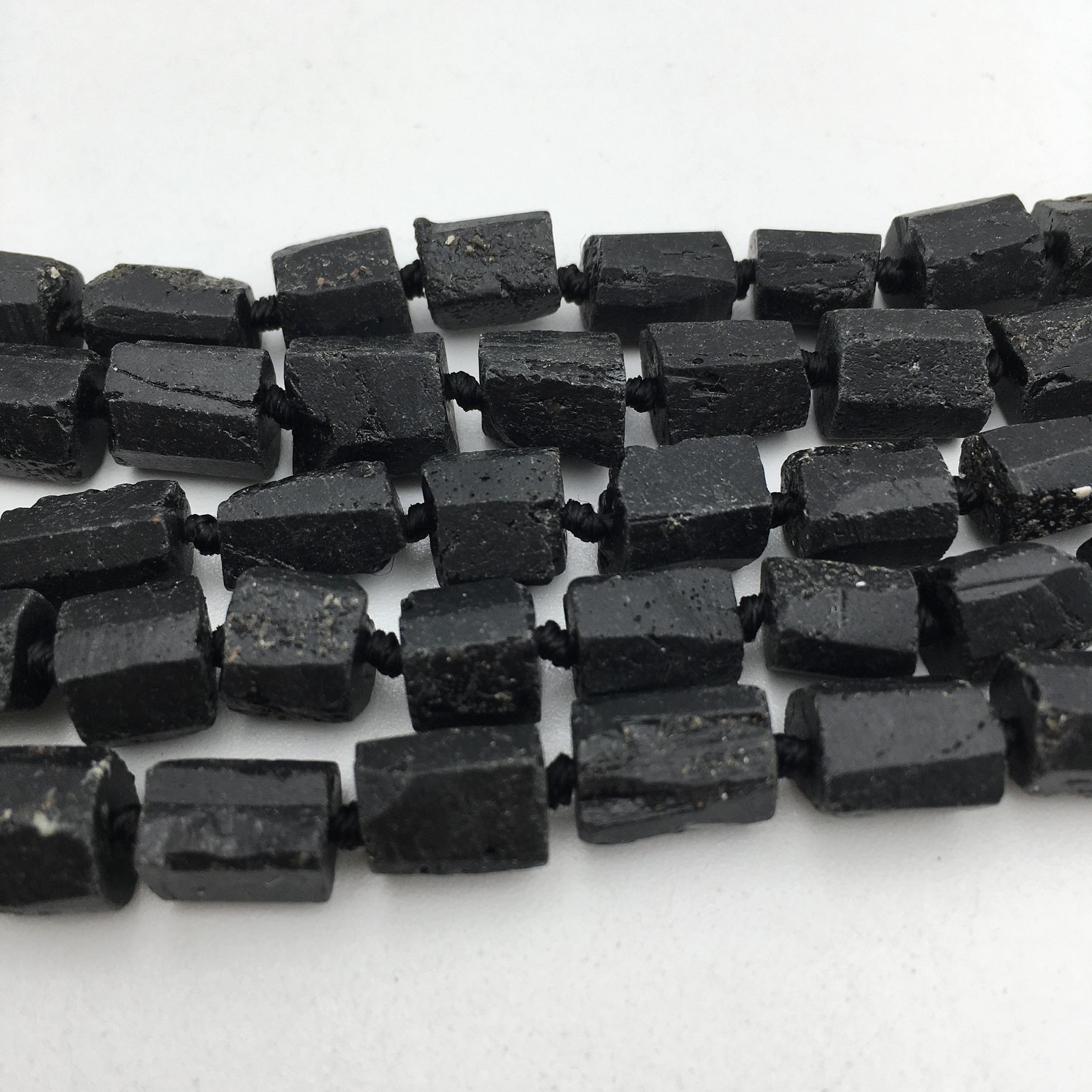 Natural Black Tourmaline Rough Faceted Tube Beads Size 8-9×10-13mm 15.5″ Strand
