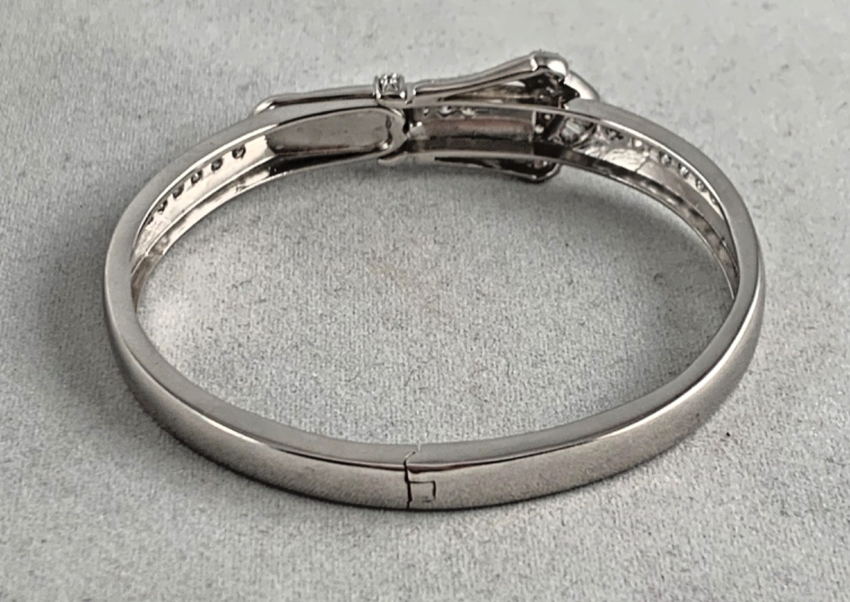 VICTORIA WIECK 925 STERLING SILVER ABSOLUTE BAGUETTE BUCKLE BRACELET 6.5”