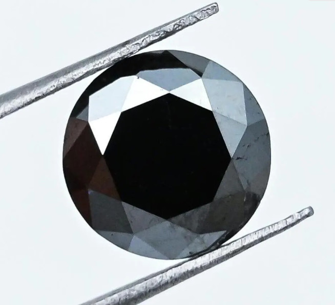 5.07CT (1pc) 11.0×6.8MM Natural black Brilliant cut Diamond, Round Diamond