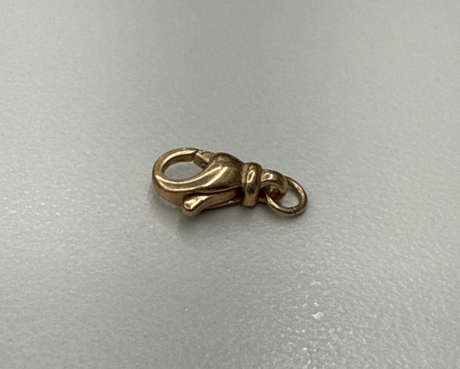 14k Rose Gold Pear Shape Lobster Fish Lock 10.8 mm Clasp Finding Made In Italy