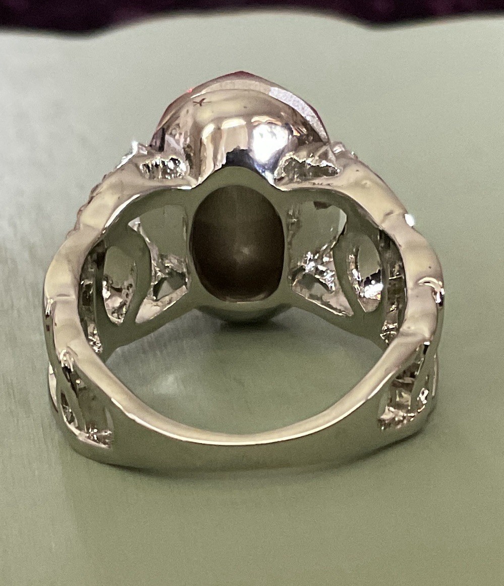 HOT PINK TOPAZ RING – 20X14mm Or 18.0ctw – White Accents – .925 SS !!!
