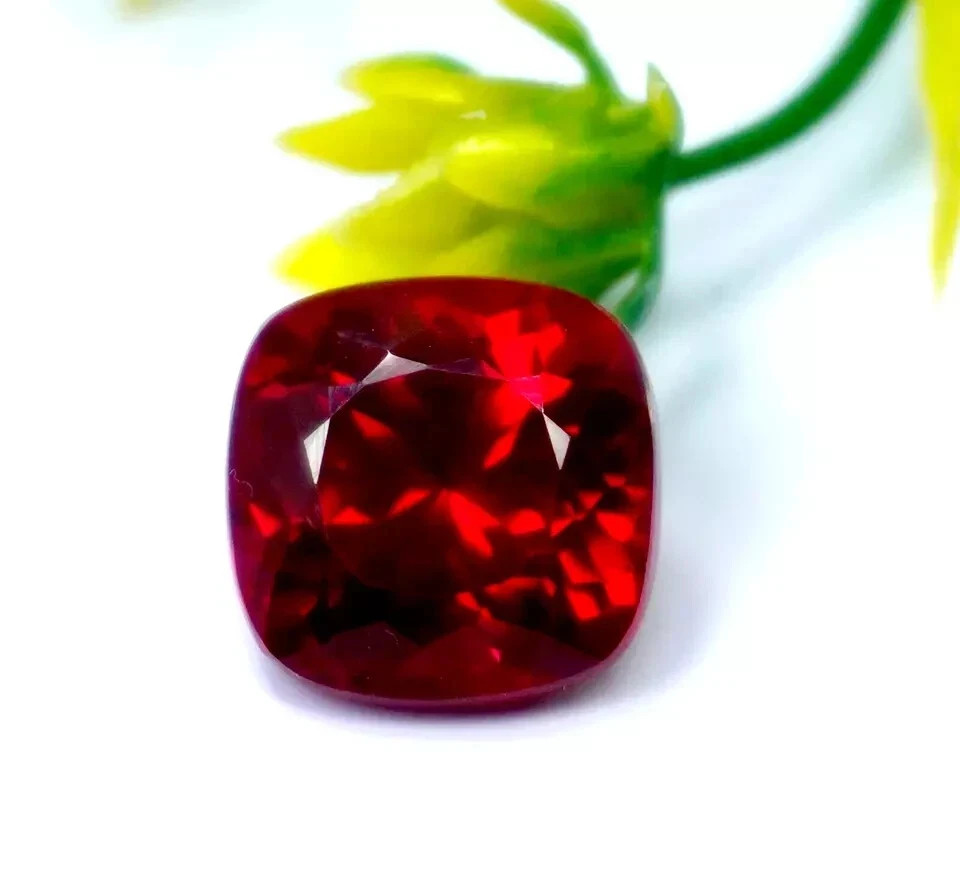 4.55 Ct Natural Certified Blood Red Ruby Cushion Cut Faceted Loose Gemstone