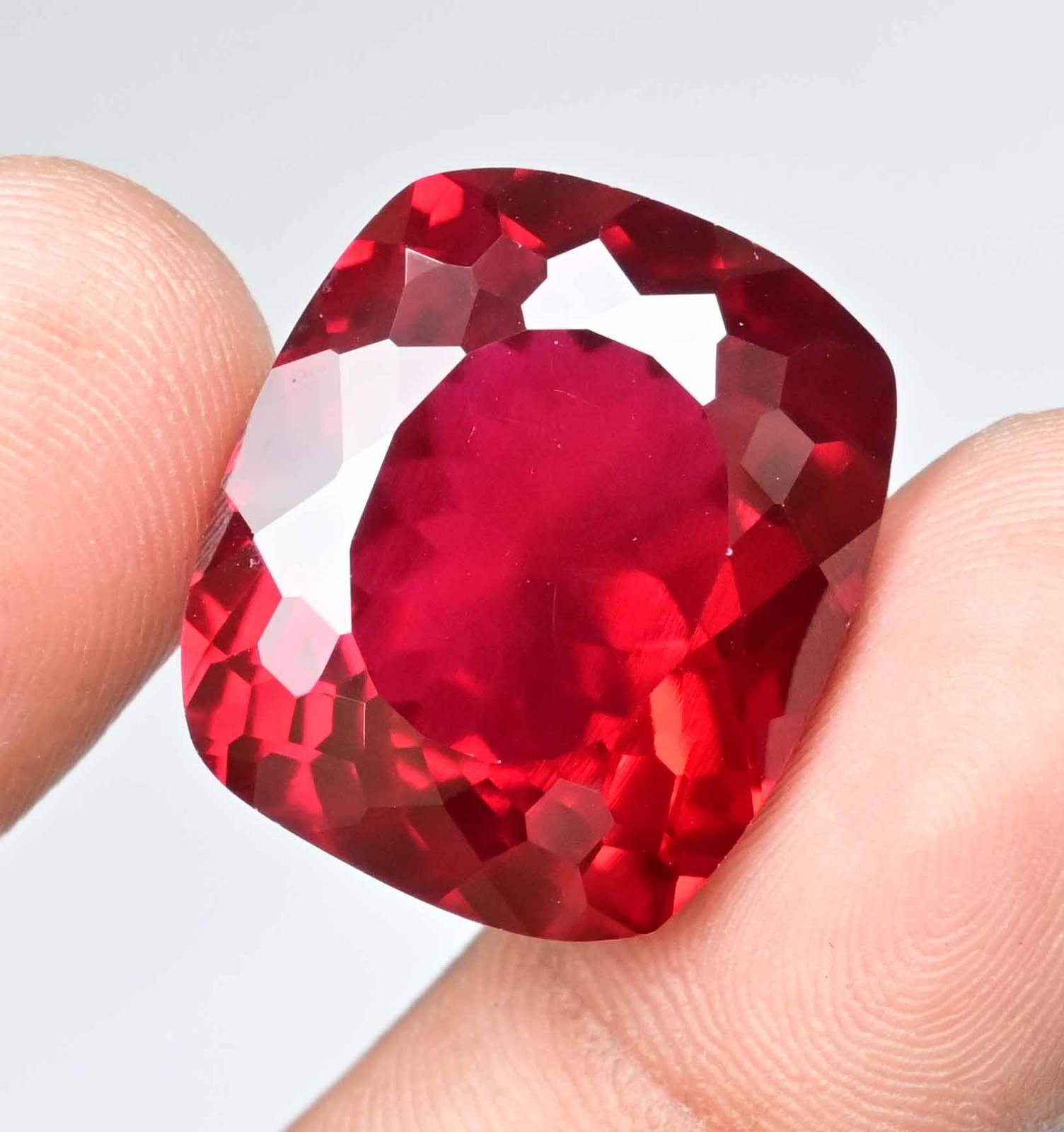 22.65 Ct Natural Mozambique Red Ruby Cushion Certified Flawless Loose Gemstone