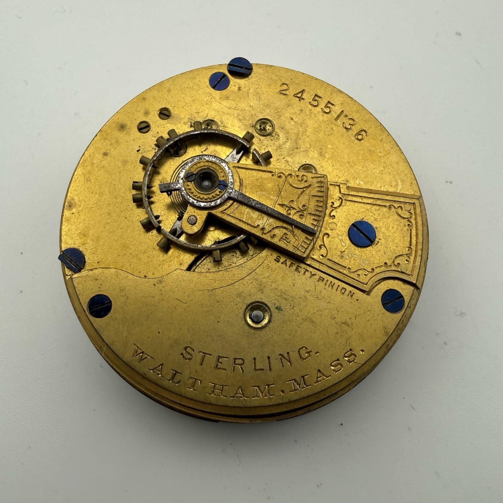 c1885 Waltham Sterling Grade 7J 18S Model 1877 Pocket Watch Movement & Dial