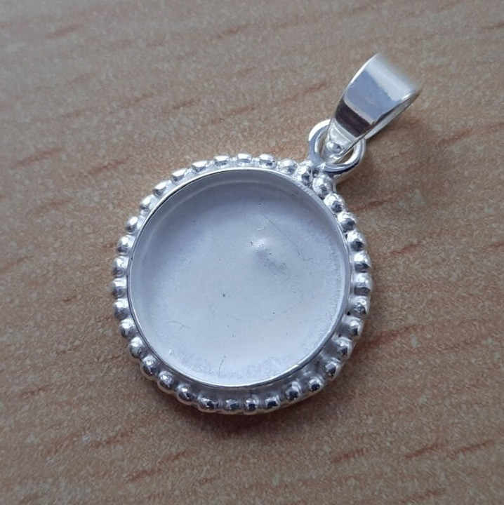 925 Sterling Silver Beaded Cabochon Pendant Blank DIY Jewelry Making Setting