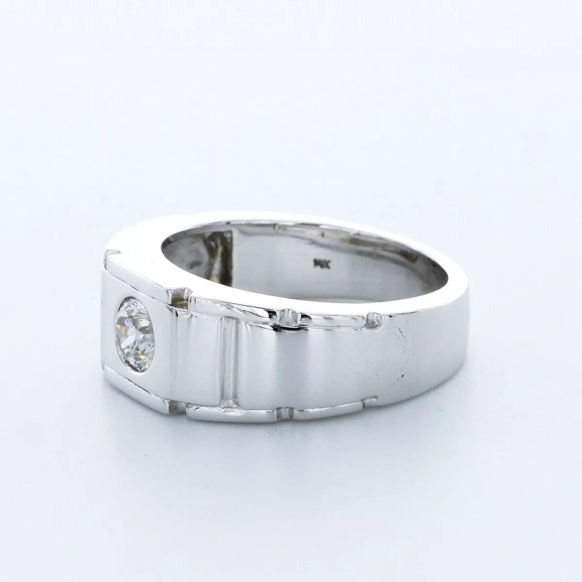 Single Stone Mens Ring 14K Gold Classic 0.50 Carat Round Natural Diamond G VS2