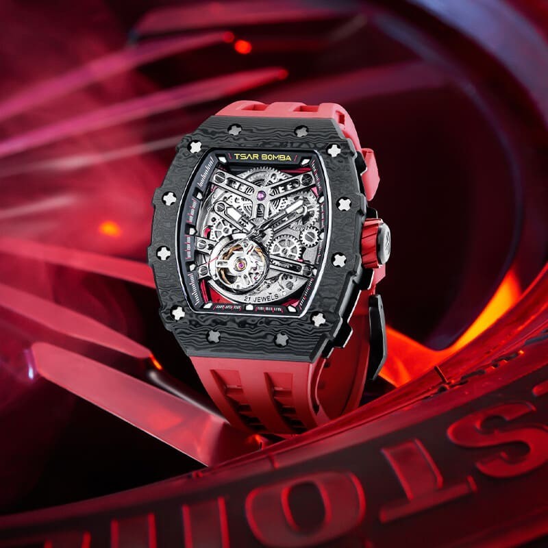 Tsar Bomba Elemental-Carbon Fiber Automatic Passion Red Watch – TB8208CF-39