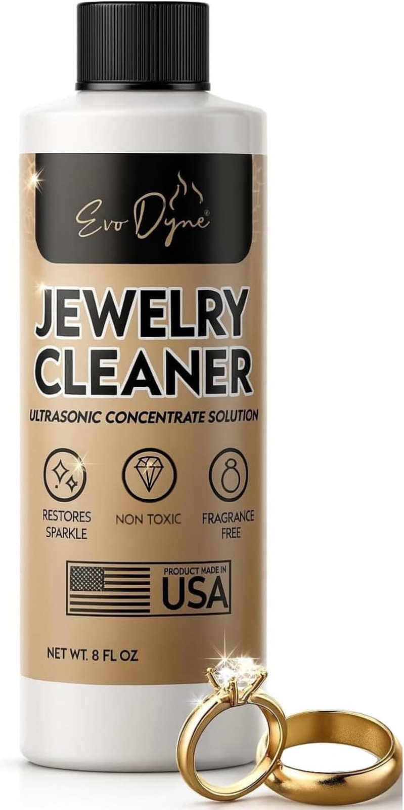 Ultrasonic Jewelry Cleaner Solution (8oz) Concentrated Jewelry Cleaner for Diamo