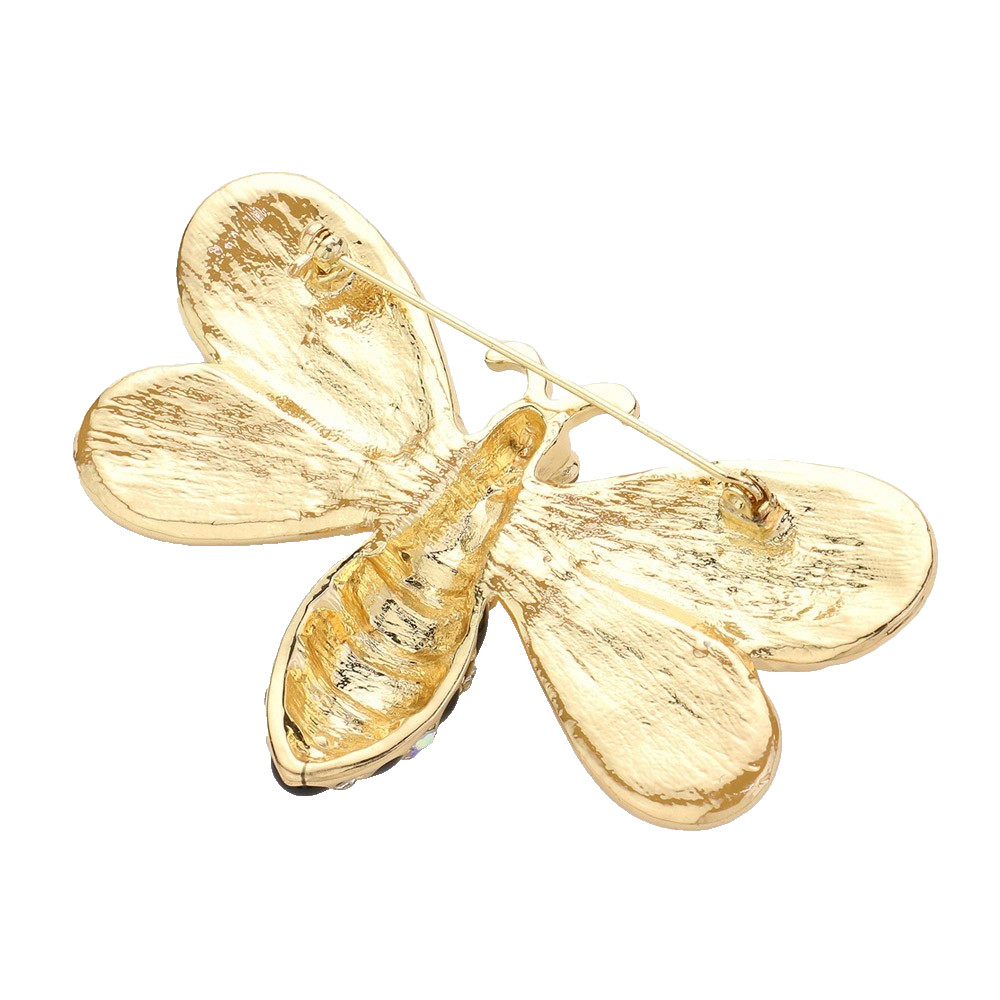 2pcs Rhinestone Bumble Bee Brooch Pin Crystal Honey Bee Insect Gold Tone Blue Mu
