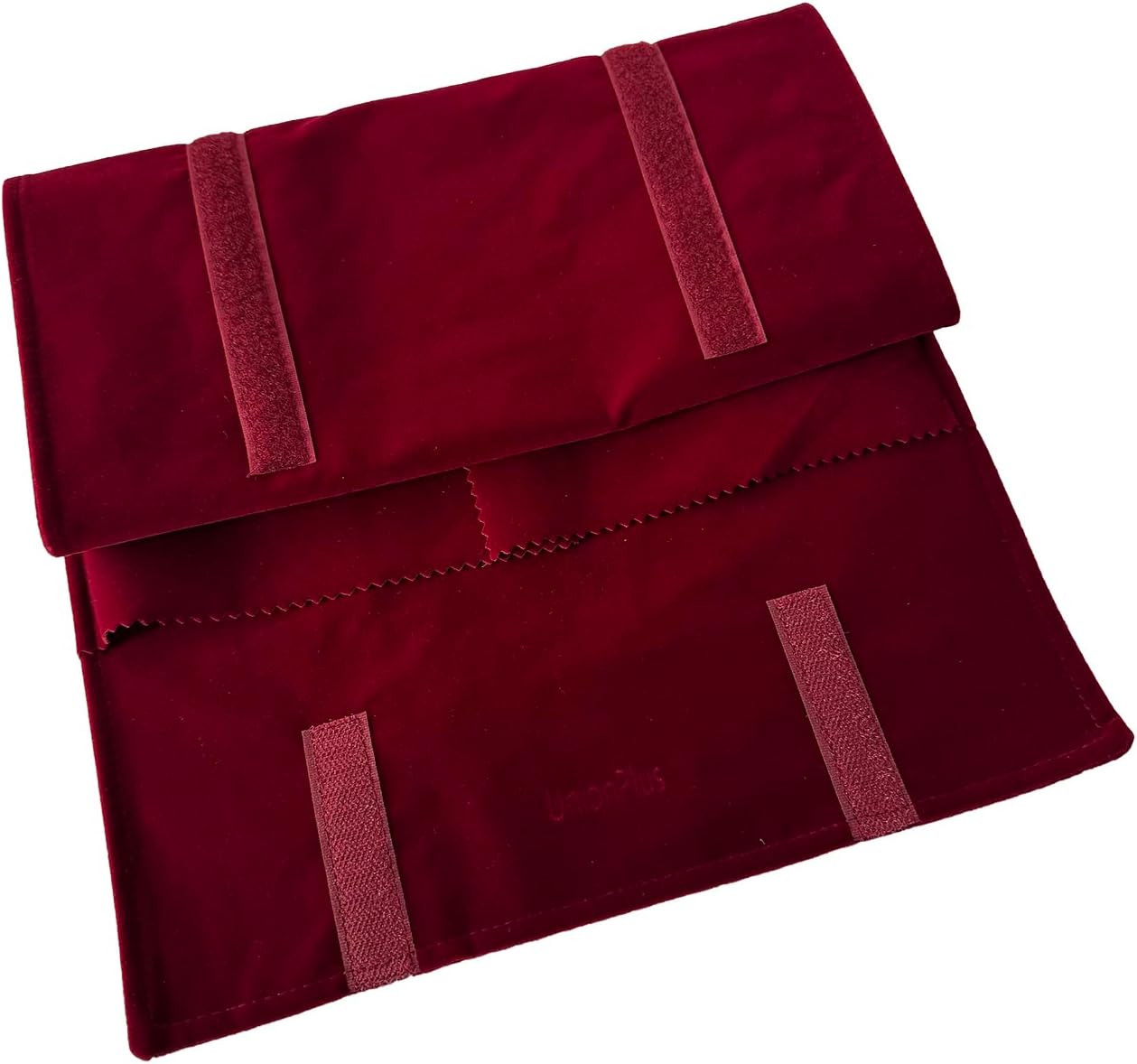 Velvet Travel Jewelry Roll Bag Organizer for Medium, Burgundy