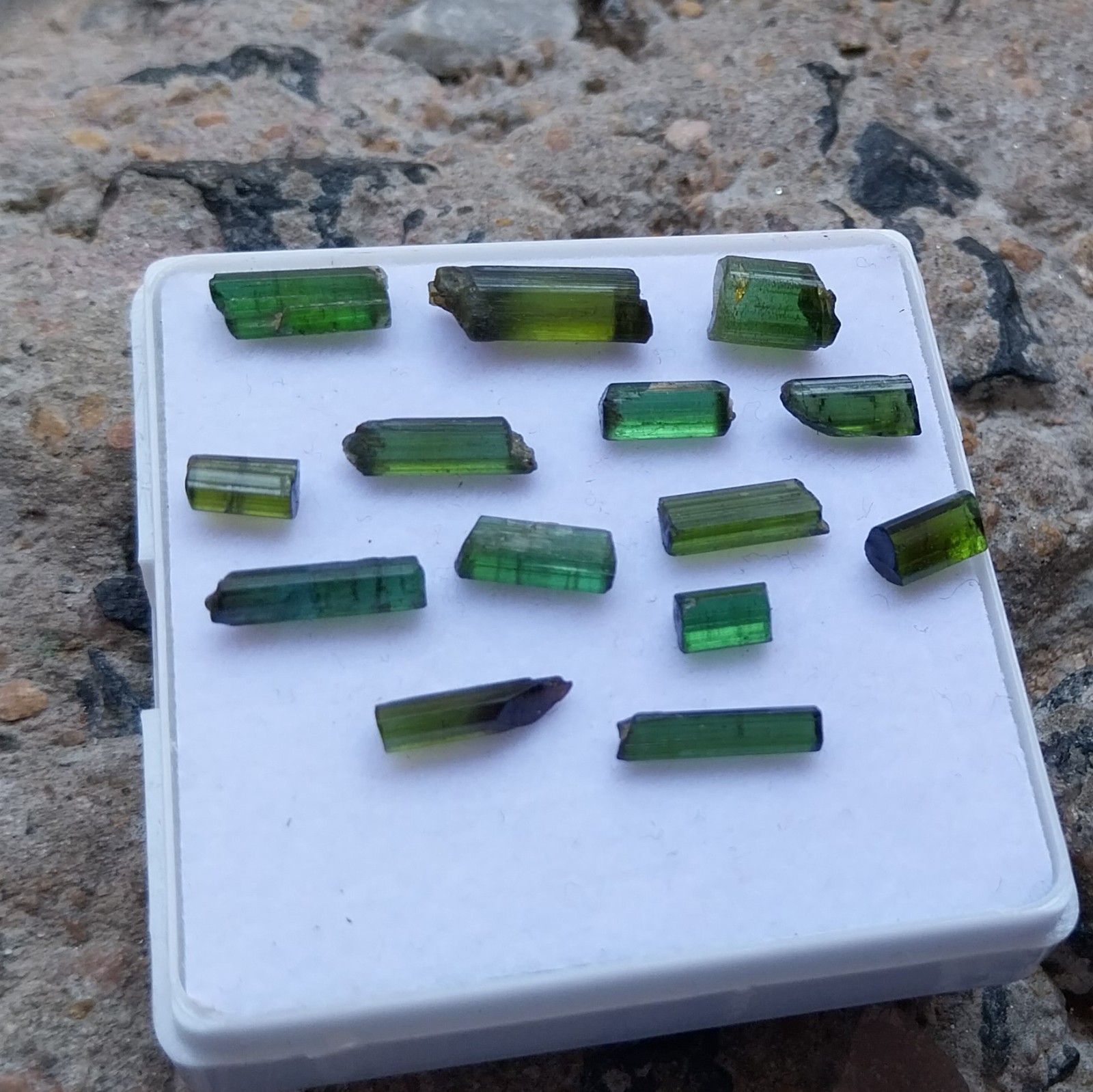 15 Carat 5 to 12 MM Natural Green Color Tourmaline Raw Rough Pencil 14 Piece Lot
