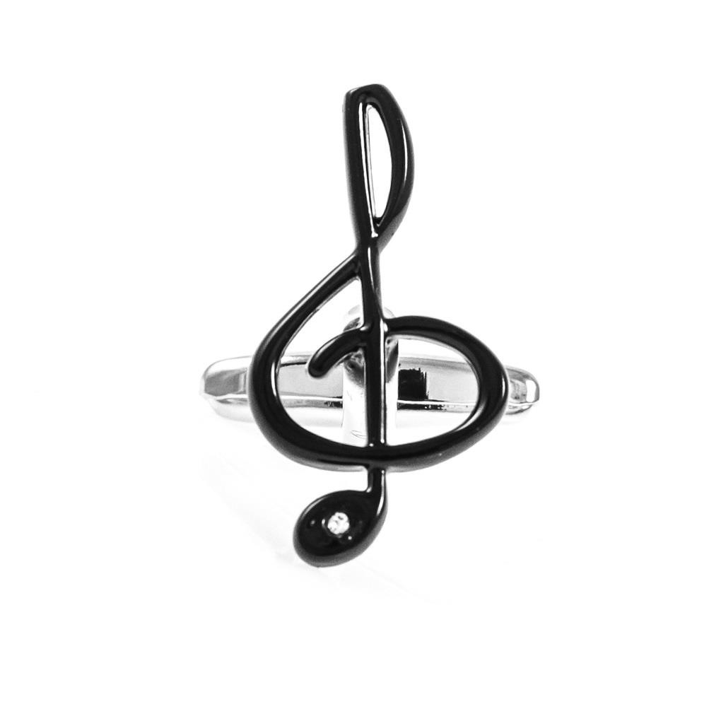 MRCUFF Treble Black Music Note Pair Cufflinks Fancy Gift Box & Polishing Cloth