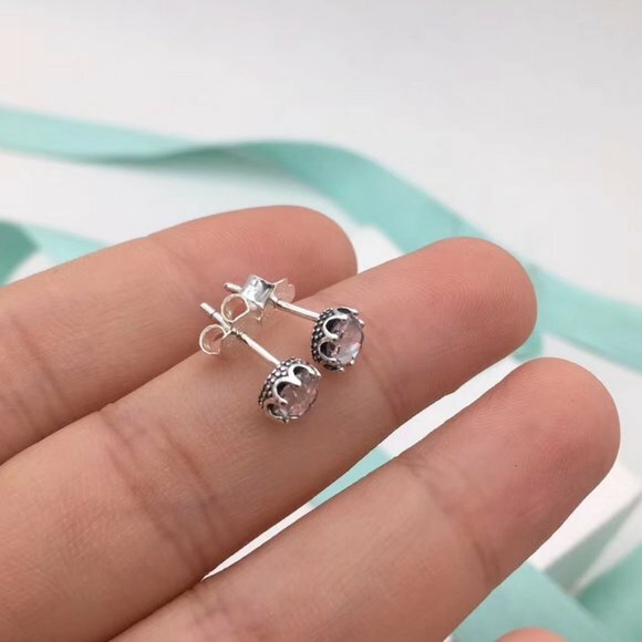 Brand New Genuine Pandora S925 CLEAR Sparkling Crown Stud CZ Earrings 298311CZ