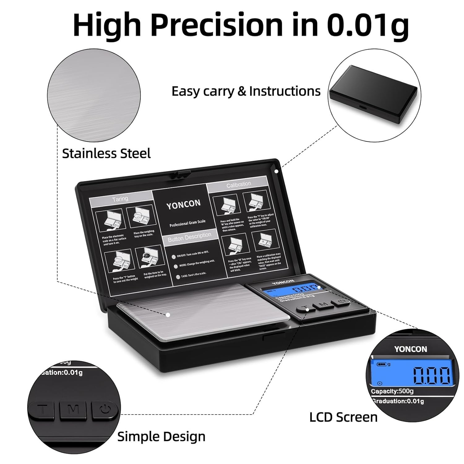 Portable 0.01g Accuracy Digital Scale – Ideal for Gold, Silver & Diamonds