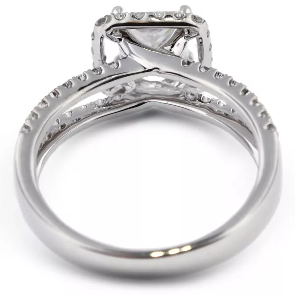 18K White Gold Engagement Ring Halo 1.60 Carat Princess Lab-Grown Diamond E SI1