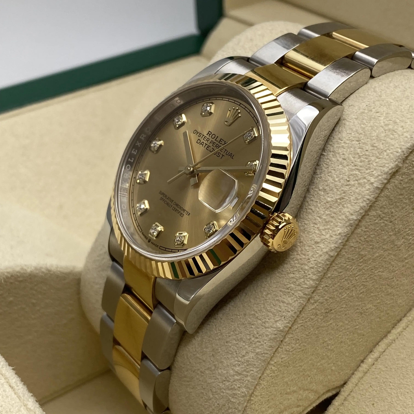 Rolex Datejust 126233 36mm Yellow Gold Steel Diamond Champagne Dial Watch 2020