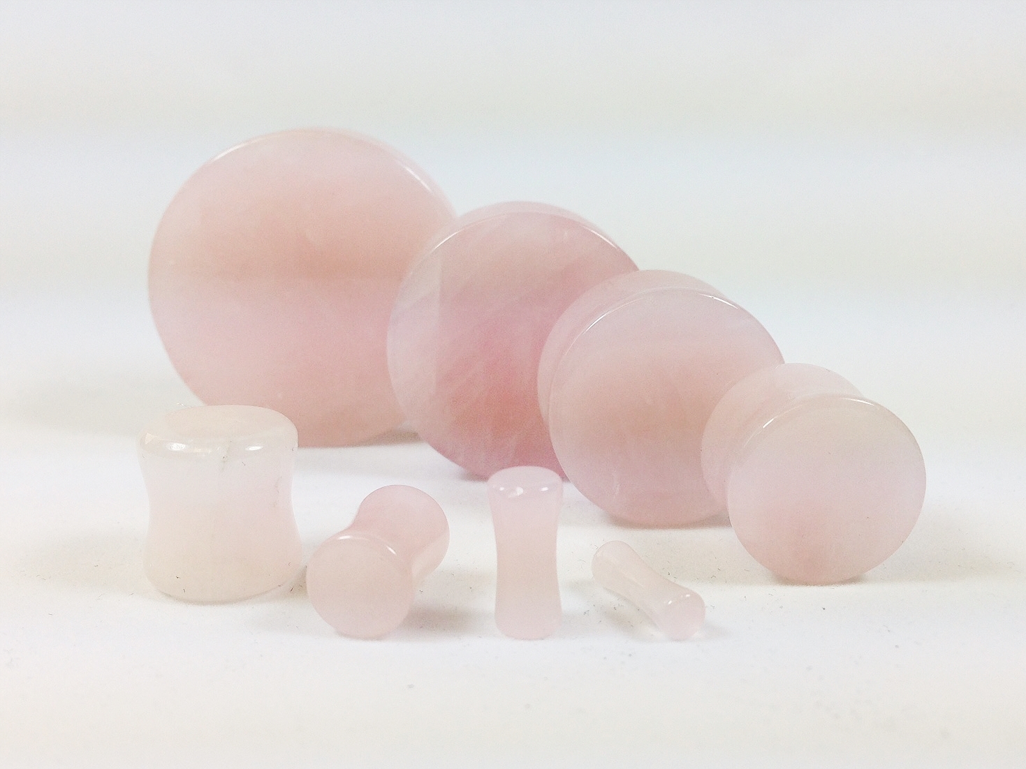PAIR Rose Quartz Organic Stone Plugs Gauges – up to 38mm available!