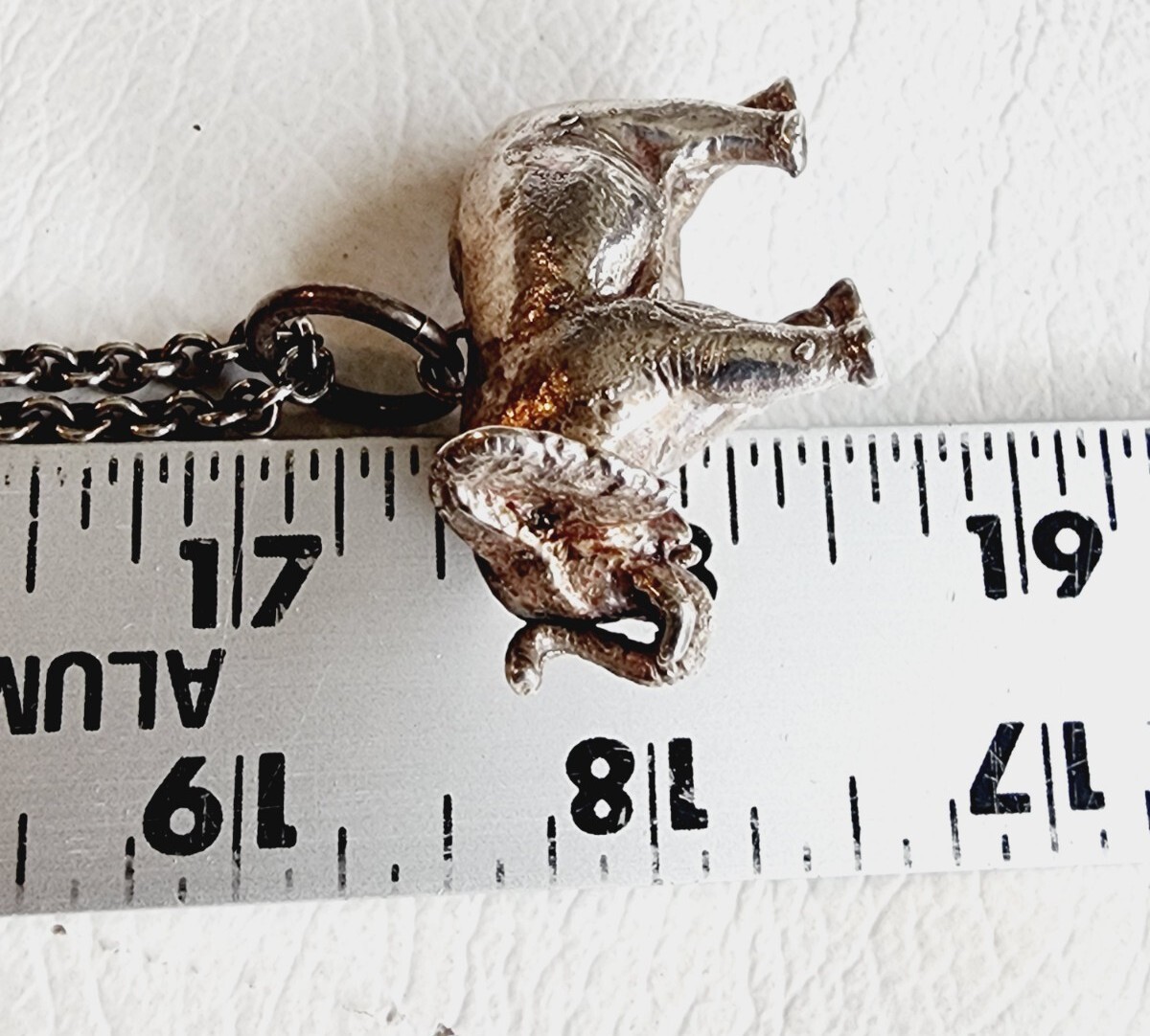 SUSAN CUMMINGS Vintage 90s Rare Sterling 3D Elephant Animal Pendant Necklace