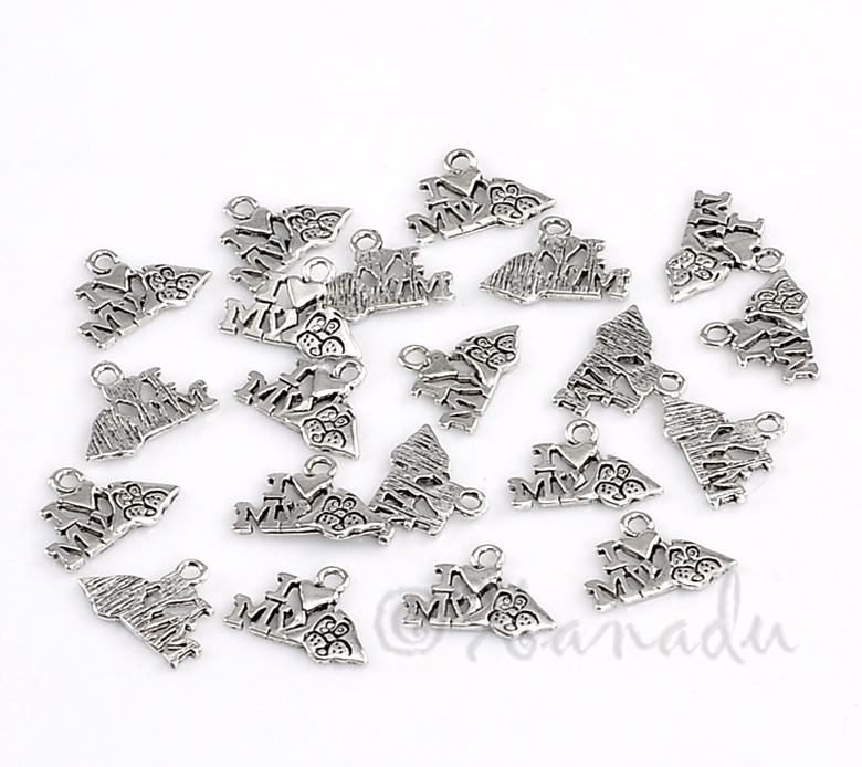 I Love My Dog Wholesale Silver Plated Charm Pendants C2337 – 10, 20 Or 50PCs