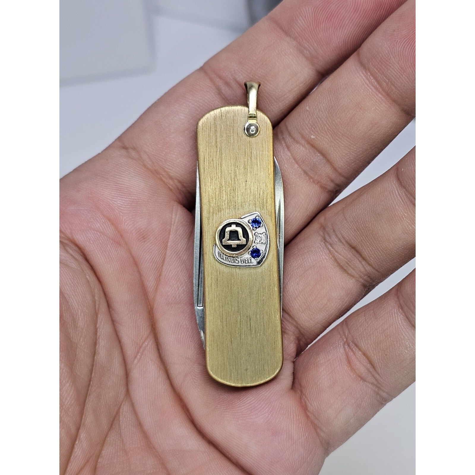 Vintage 10K Illinois Bell Sapphire & Diamond Pocket Knife * Read Description*