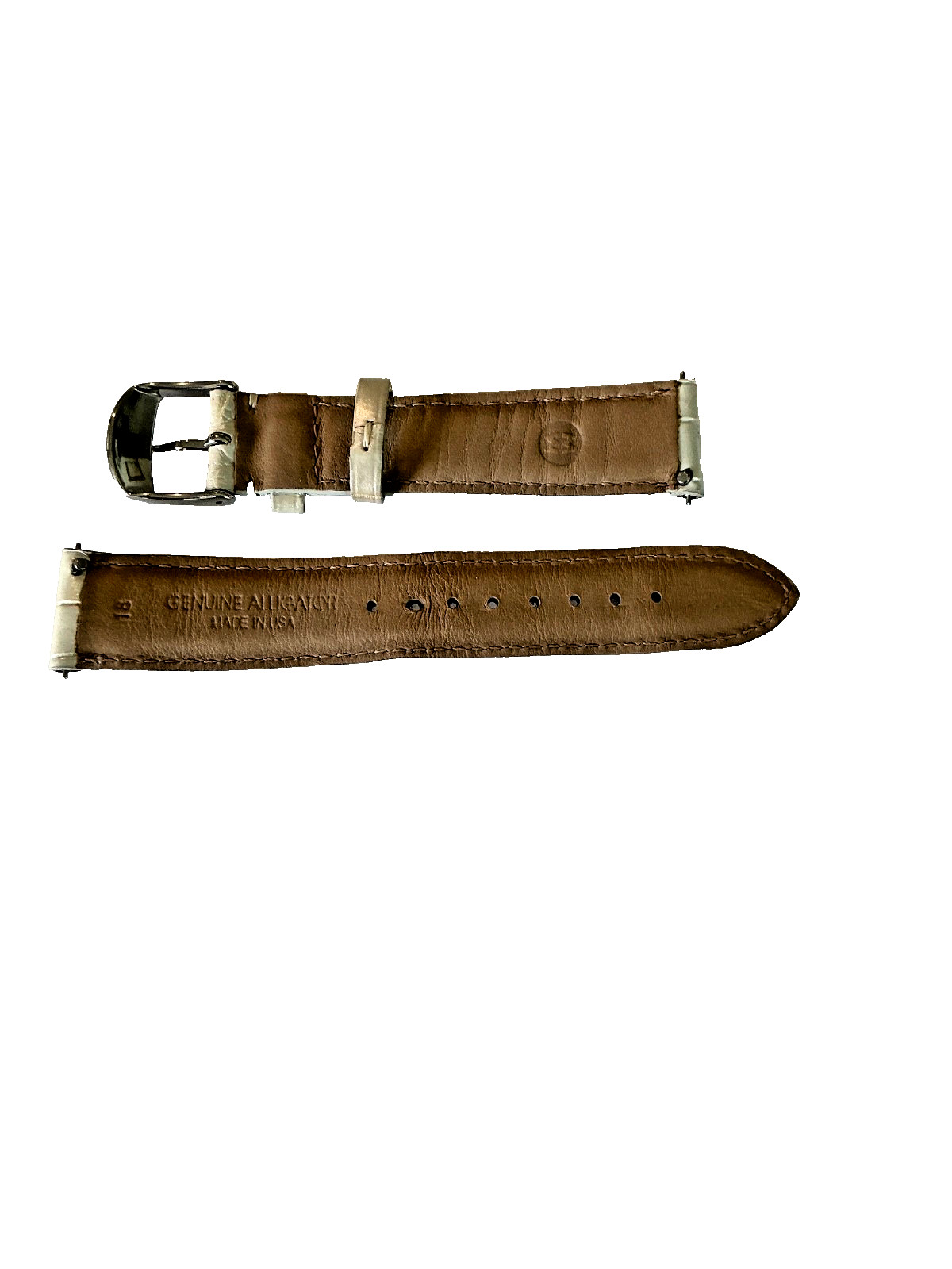 MICHELE PEARL WHITE (SILVER) 18mm Alligator Watch Strap DECO, SEREIN , SIDNEY