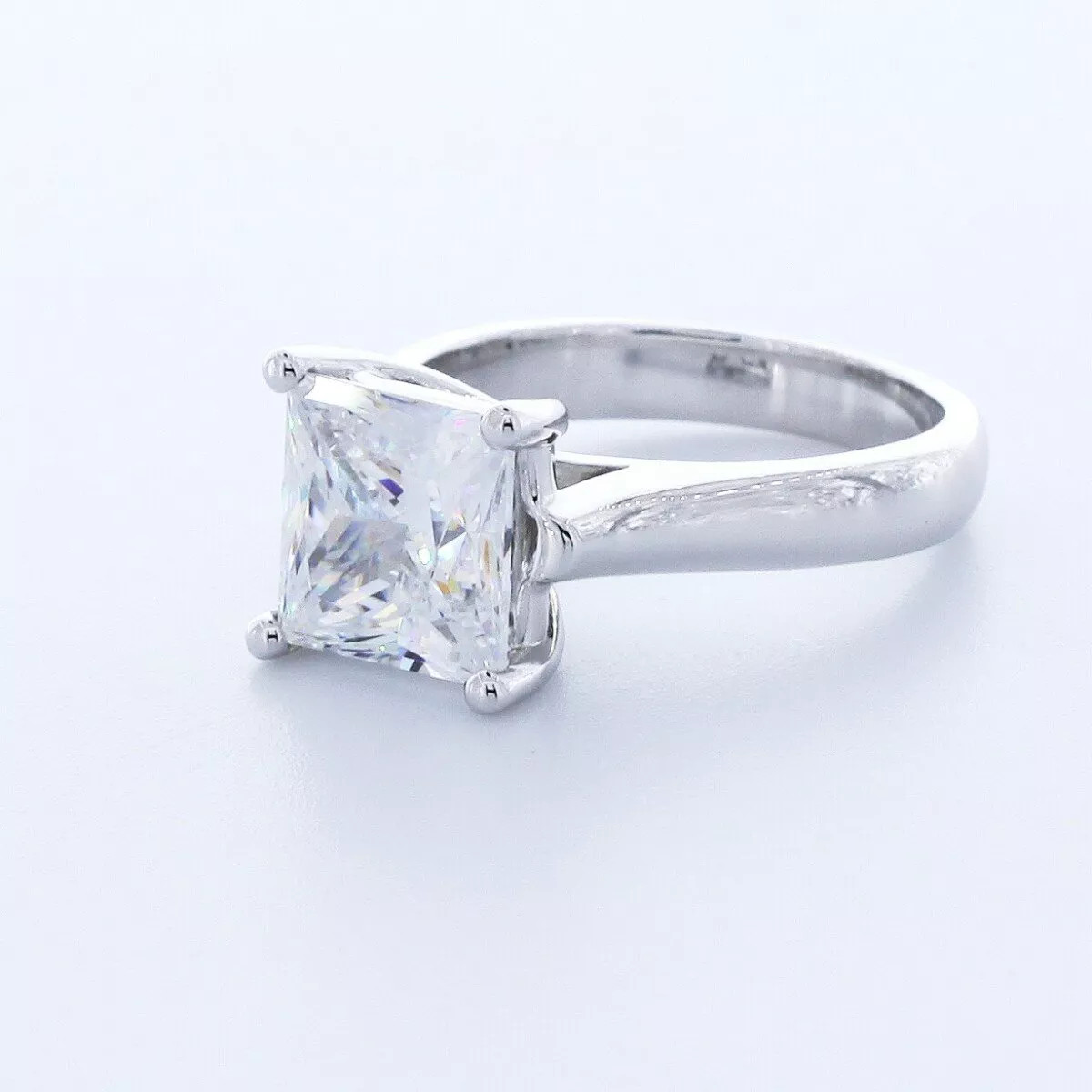 Solitaire Engagement Ring 14K Gold 3.05 Carat Princess Lab-Grown Diamond G VS1