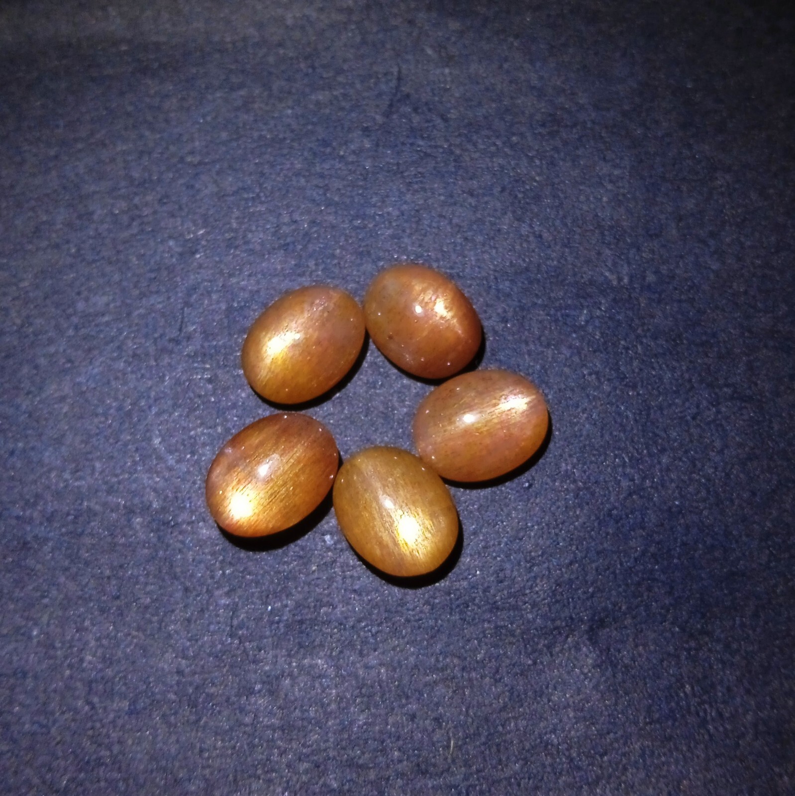 9.2 Carat 9×7 MM Natural Golden Brown Sunstone Oval Shape 5 Piece Lot Cabochon