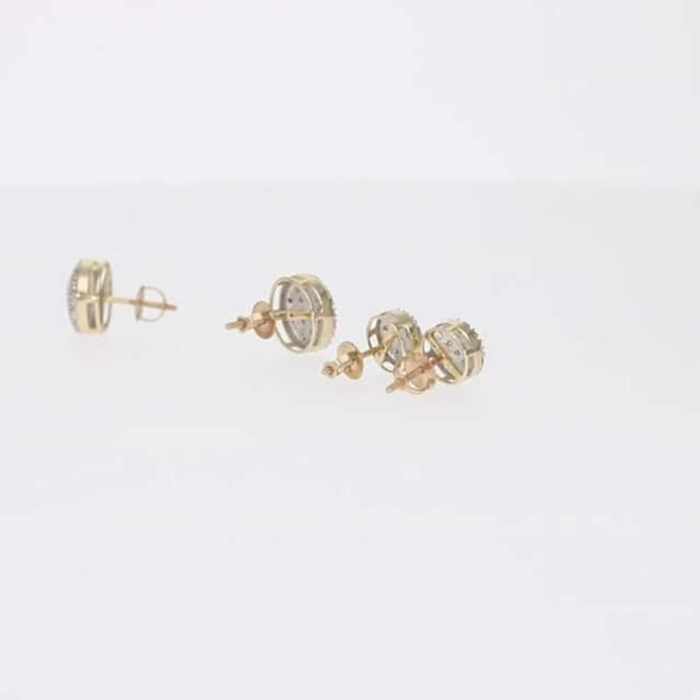 10K Yellow Gold Micro Pave Natural Diamond Stud Earrings 0.20Ct-0.30Ct