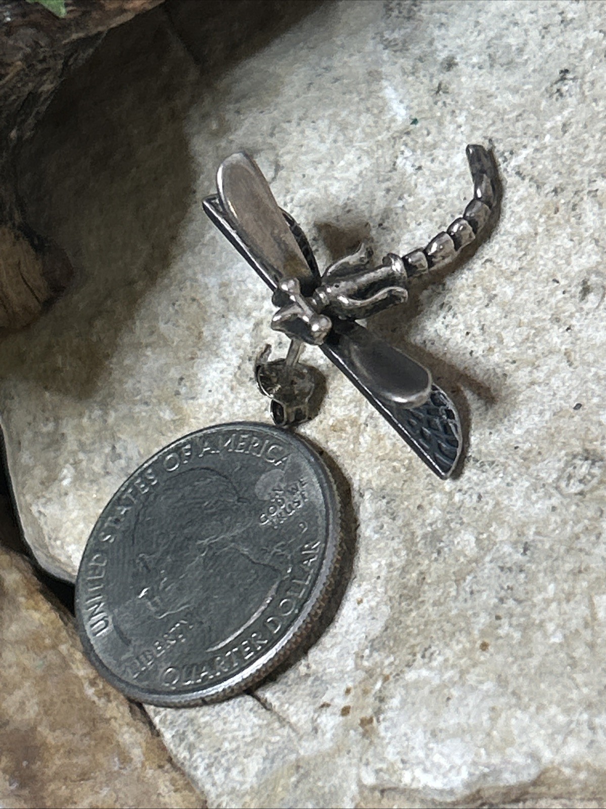 47. Vintage Sterling 925 DRAGONFLY Detailed Stud Earrings 30mm x 25mm, 8g