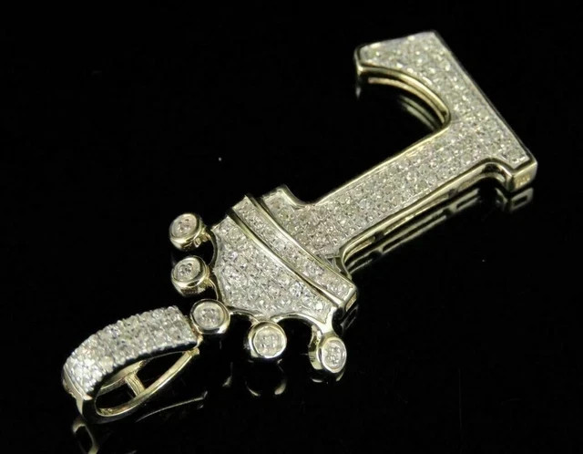 “L” Initial Letter Pendant 2Ct Round Lab Created Diamond 14k TwoTone Gold Plated