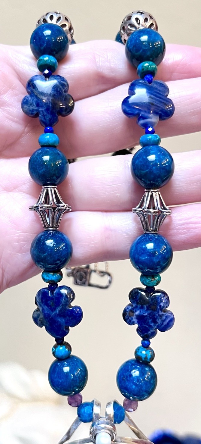 GORGEOUS Artisan Sterling Silver Azurite, Chrysocolla, Lapis, Etc. Necklace