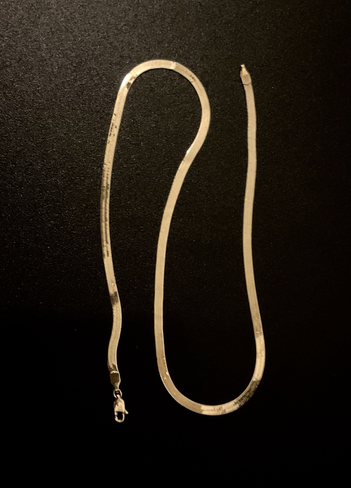 14K Yellow Gold Flat Herringbone Chain Necklace, Lobster Clasp, 4 mm, 18 inch