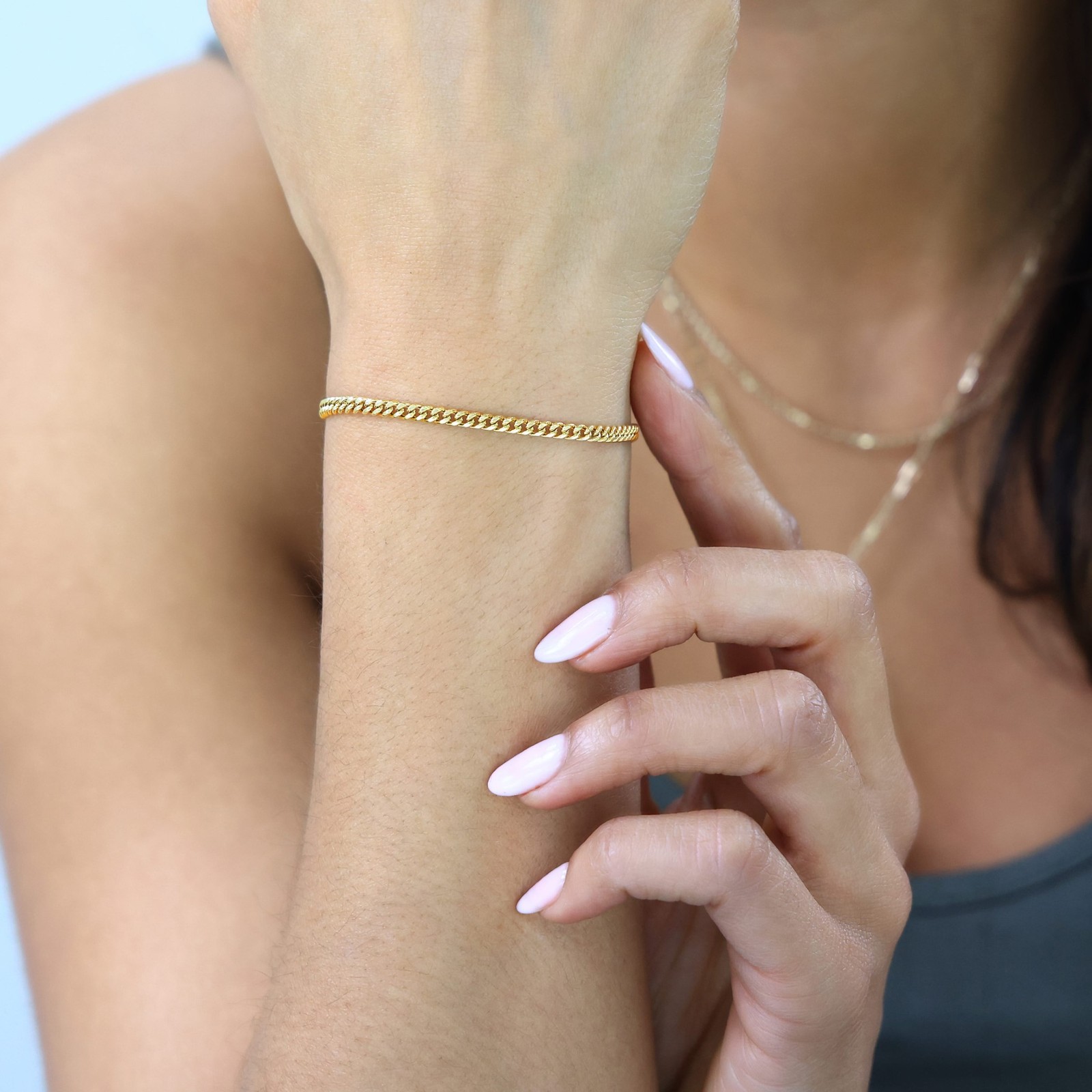 14K Yellow Gold 3mm Miami Cuban Link Chain Bracelet Men Women 7″ 7.5″ 8″ 8.5″ 9″