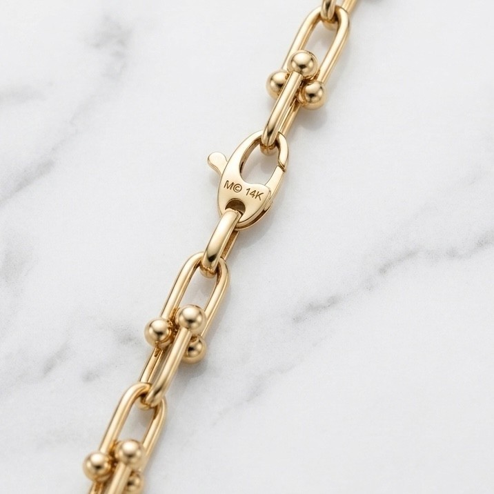 14K Yellow Gold Jax U Link Chain Statement Necklace 16″ 18″, 20″, 22″, 24″ 30″