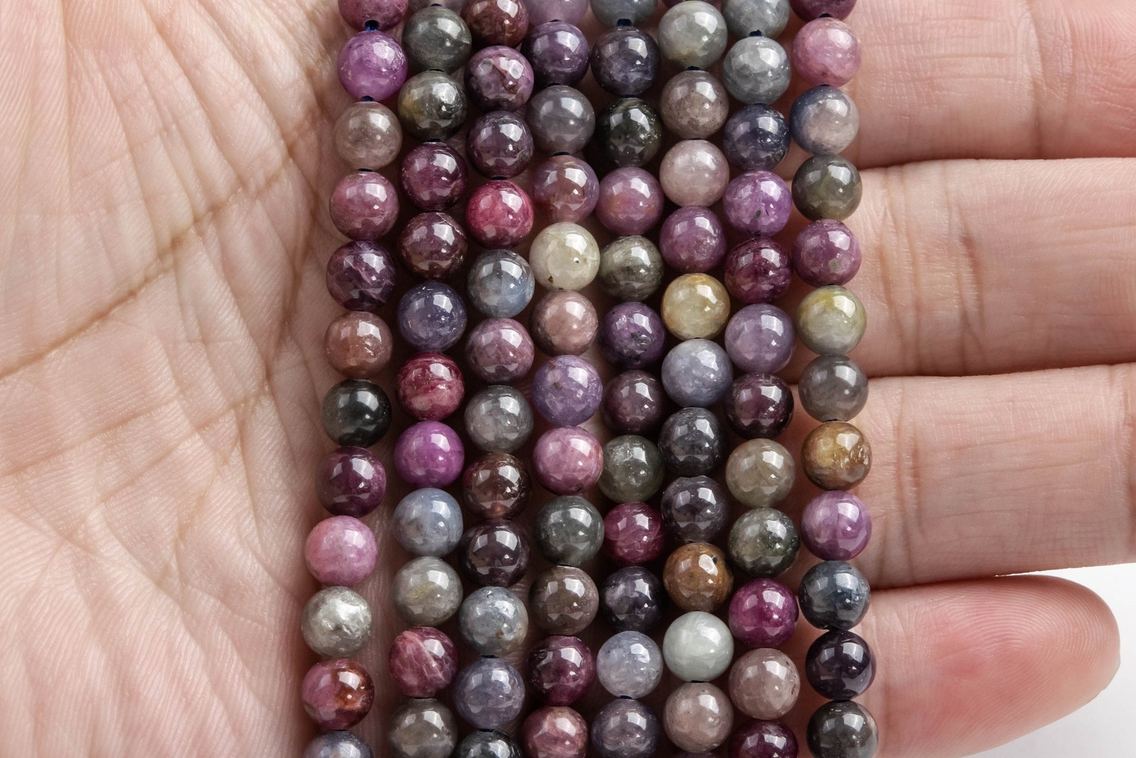 Multicolor Ruby Sapphire Beads Natural AA Gemstone Round Loose Beads 5MM 6MM