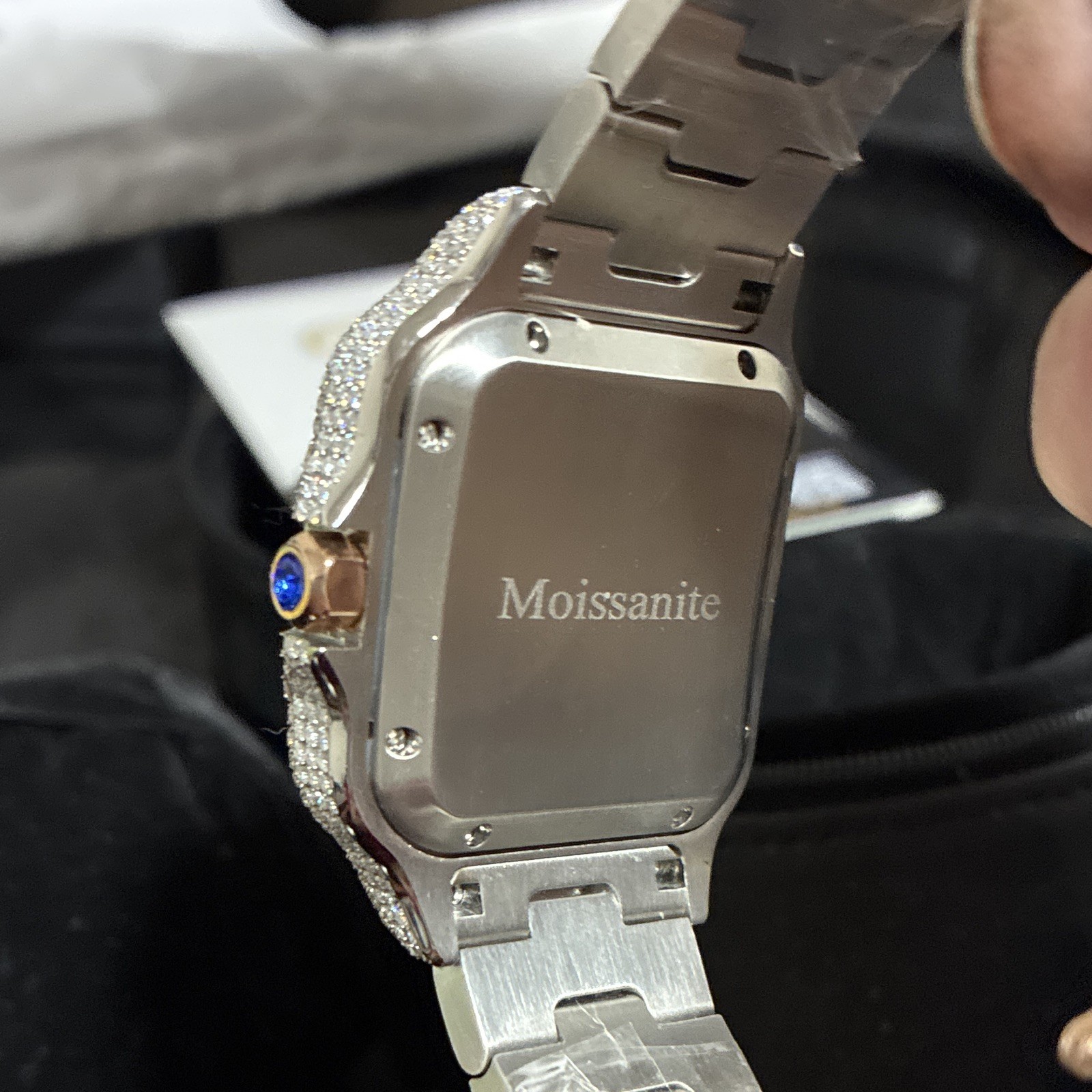 VVS1 Moissanite Iced Out Watch Silver/Rose w Sapphire Glass, Swiss made movement