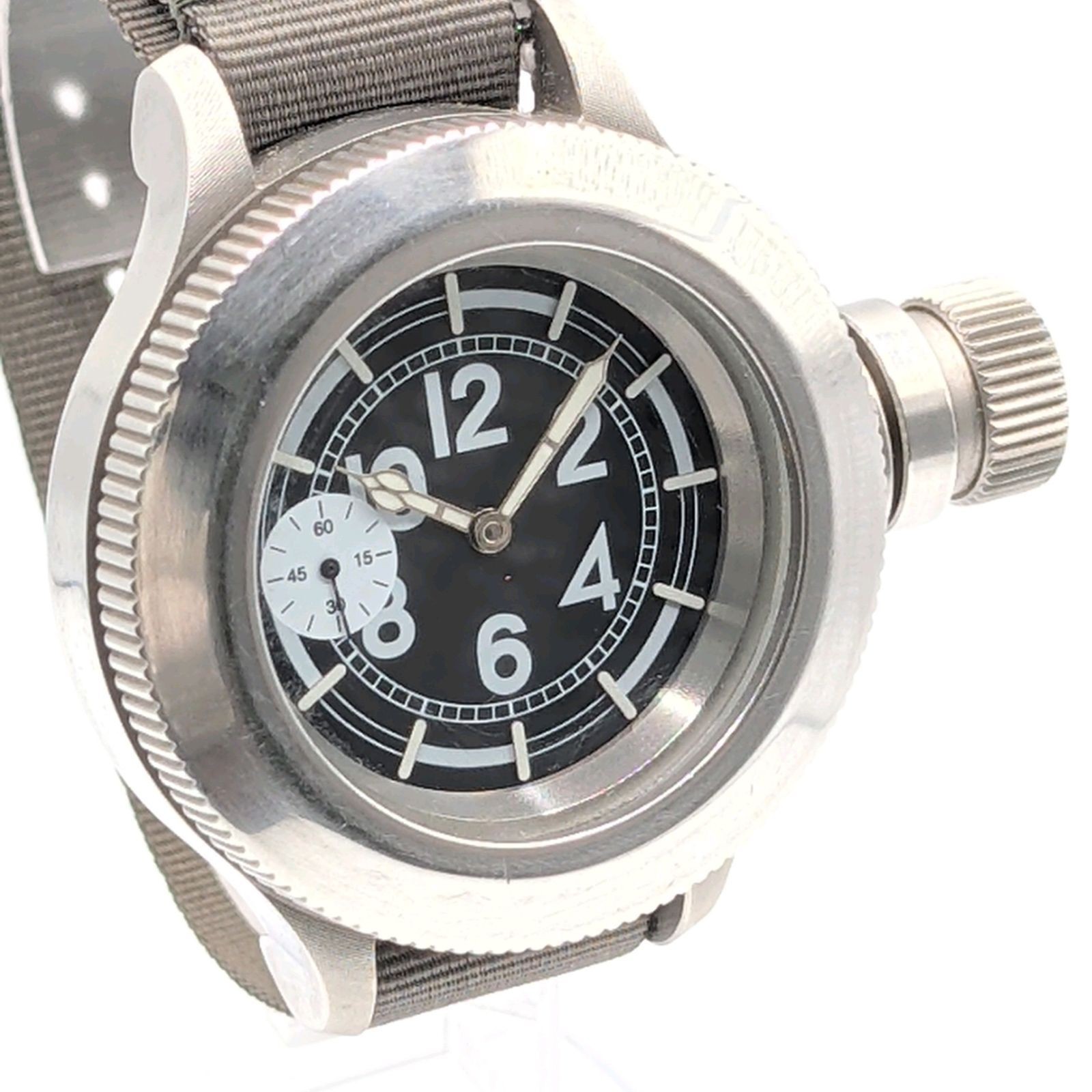 ZENO WATCH Hand Winding Men’s Round Silver Black Dial Small Second Y2K Zeno Watc