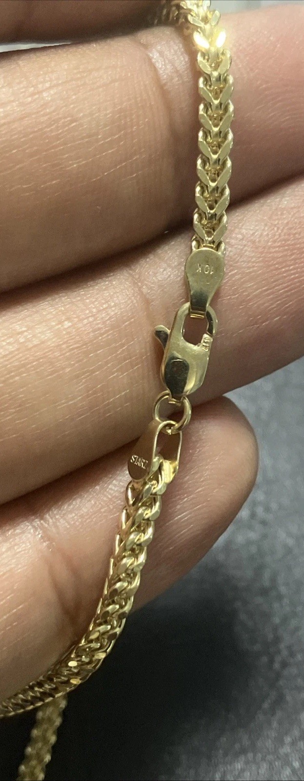 10k Franco Real Gold Semi-Solid/Hollow Chain 11grams 26” 3×2.5mm Starz Brand NWT