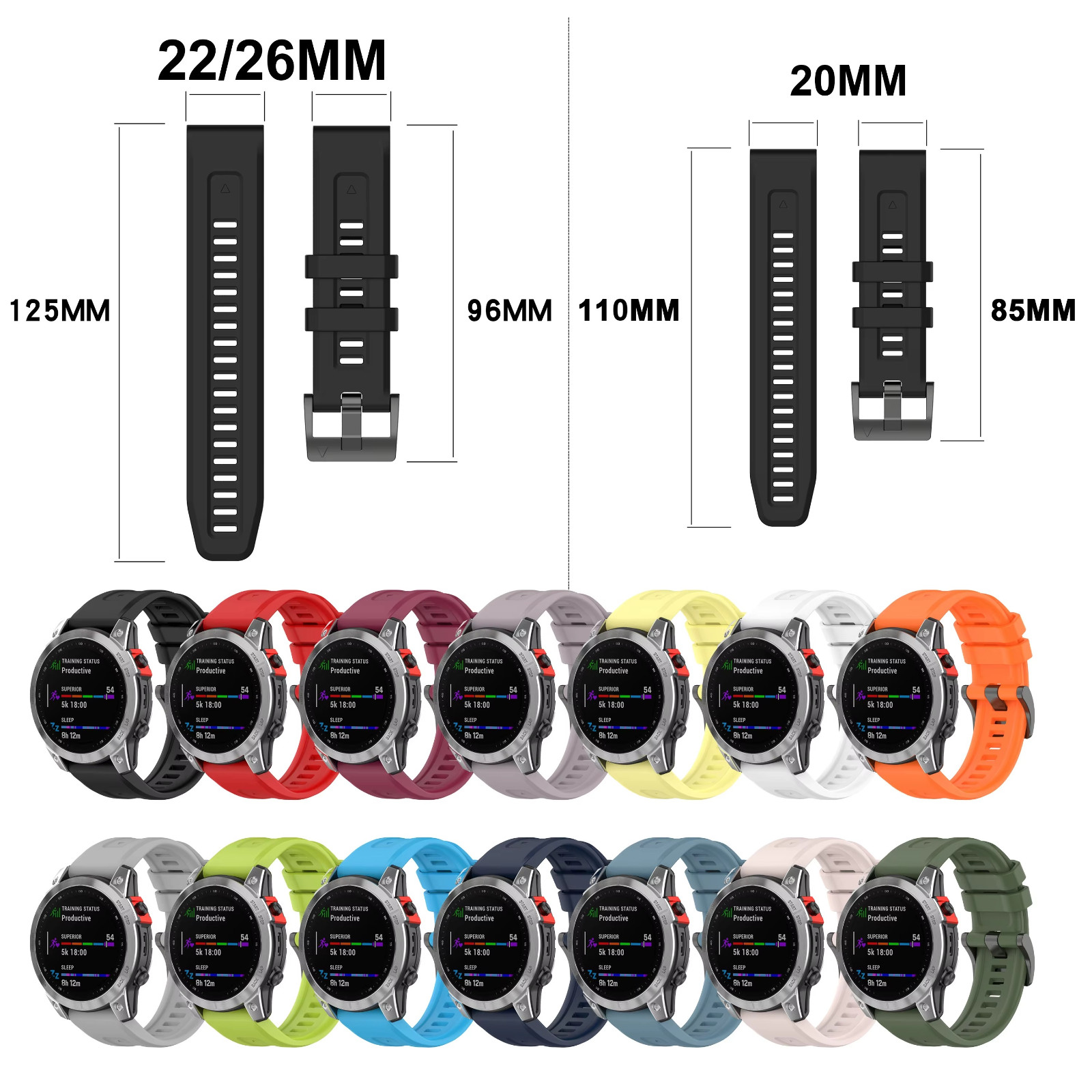QuickFit 20 22mm 26mm Watch Straps For Garmin Fenix 7X 7 7S 6X 6 6S Pro Silicone