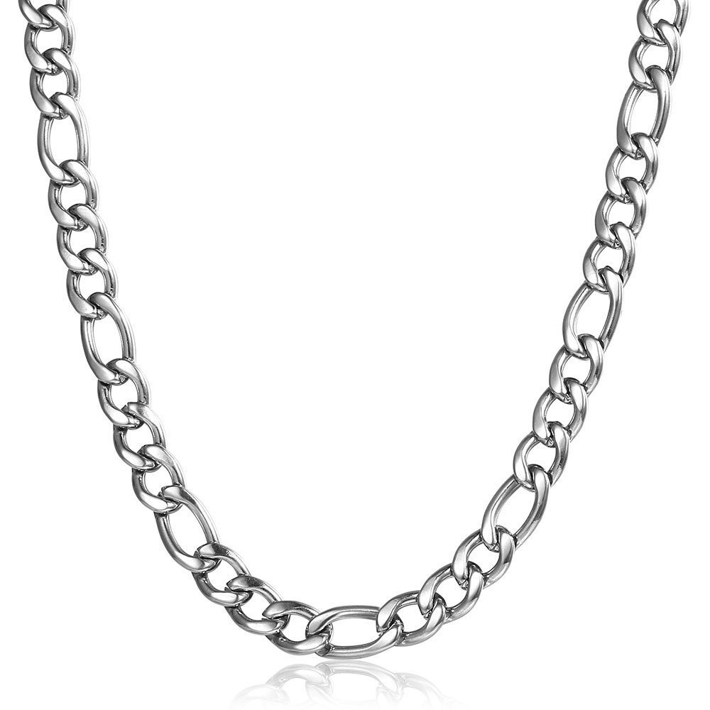 3/5/7/9mm Stainless Steel Figaro Chain Necklace Men Women Link Jewelry 16″-30″