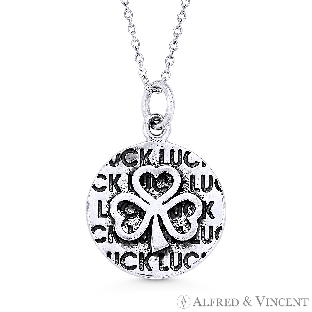 3-Leaf Clover Shamrock Irish “Luck” Charm 925 Sterling Silver Pendant & Necklace