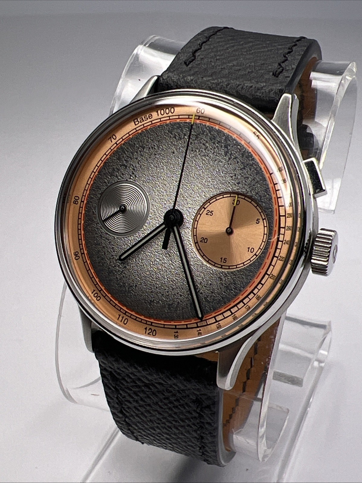 Studio Underdog Salmon Smoked LE Chronograph 38.5mm Steel Watch w/ Box & Papers