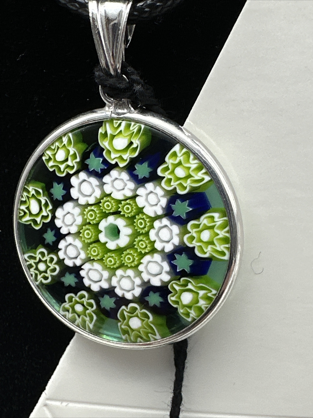 Murano Venetian Glass Pendant Necklace 25mm Abstract Art Jewelry (MZ-22)