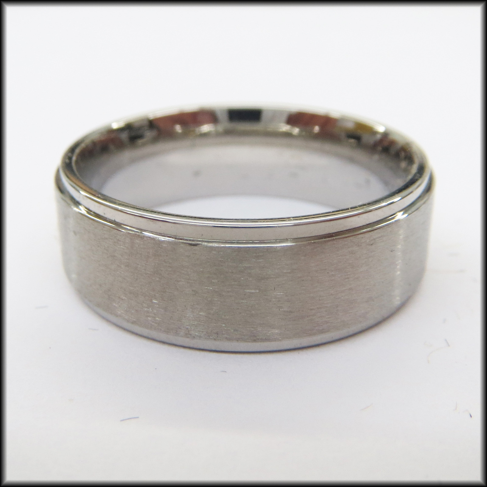 Stainless Steel Stamped High Polished Edged Ring 8mm