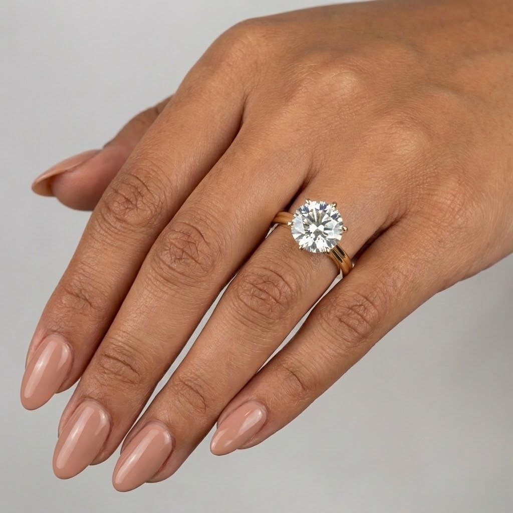 Solitaire Engagement Ring 18K Gold Classic 1.75 CT Round Lab-Grown Diamond E VS2