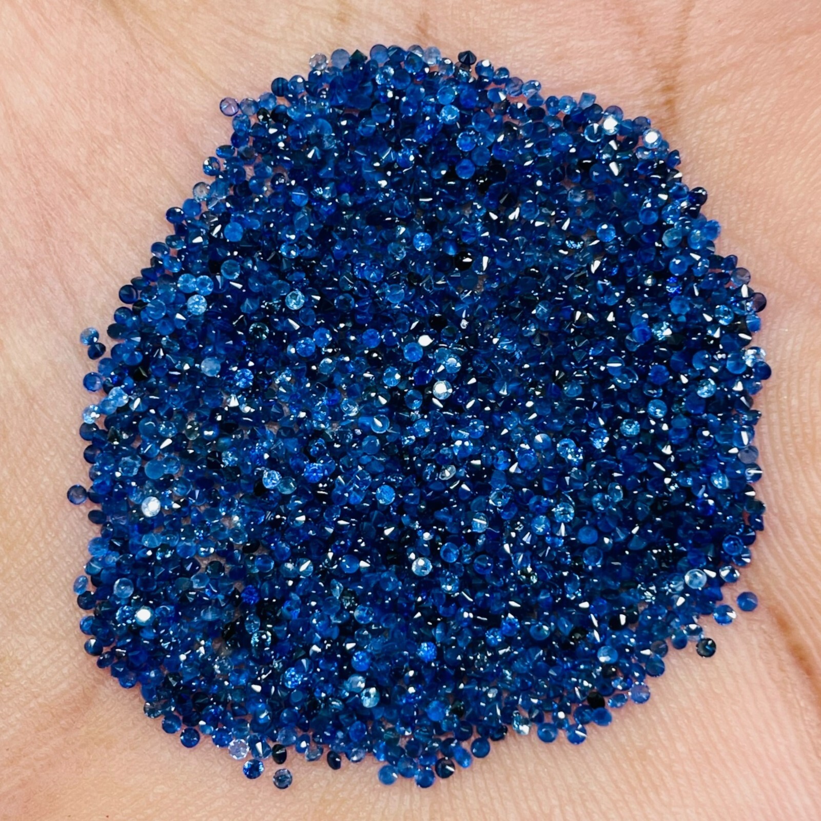 100 Pcs Natural Sri Lankan Blue Sapphire 1.1mm Round Diamond Cut Loose Gemstones